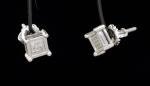 925 St. Silver  Real  Diamond  Earring   5x5mm  #1744