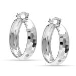 925 Sterling Silver Lightweight Medium Diamond-Cut Hoop Earrings for Women 28 mm