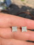Sterling Silver Hip Hop Square Kite Earrings