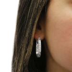 925 Solid Sterling Silver 35MM Oval Shape Diamond Cut Hoop Earrings - 3 Colors