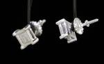 925 St. Silver  Real  Diamond  Earring   5x5mm  #1744