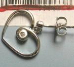 Daring Diamonds sterling silver 92.5  diamond heart earrings usa made 