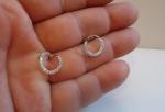 LADIES MEDERN EARRINGS 925 STERLING SILVER .75 CT SIMULATED DIAMONDS SZ 14X9MM