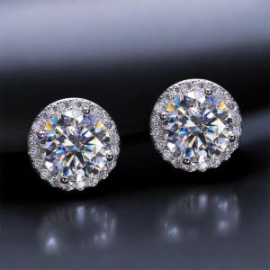 Vvs Moissanite Earrings 925 Sterling Silver GRA Certified Men Women Halo  Studs
