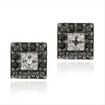 925 Silver .13ct Black Diamond Square Stud Earrings