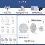 925 Sterling Silver Moissanite Round Baguette Earrings