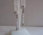 DANGLING EARRINGS W/ LOOSE LAB DIAMONDS INSIDE A MESH/ 925 STERLING SILVER 
