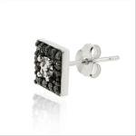 925 Silver .13ct Black Diamond Square Stud Earrings