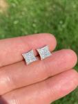 Sterling Silver Hip Hop Square Kite Earrings