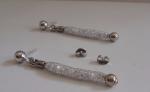 DANGLING EARRINGS W/ LOOSE LAB DIAMONDS INSIDE A MESH/ 925 STERLING SILVER 