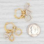 New Diamond Hoop Charm Earrings Sterling Silver Pierced Heart Teardrop Small