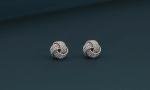 Italian Made .925 Sterling Silver Love Knot Diamond Cut Stud Earrings For Women