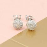 Italian Made .925 Sterling Silver Love Knot Diamond Cut Stud Earrings For Women