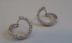 LADIES MEDERN EARRINGS 925 STERLING SILVER .75 CT SIMULATED DIAMONDS SZ 14X9MM