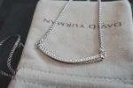 DAVlD/YurmanStering/Silver/Crossover/Bar Pendant Necklace with Diamonds 16-17"