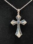 JTV Sterling Silver Blue Diamond Cross Pendant Necklace 