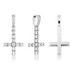 Inverted Upside Down Cross with Rope Chain Solid 925 Sterling Silver CZ Diamonds
