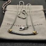 NewDAVlD/YurmanSterling/Silver+Gold/Crossover Bar Pendant Necklace with Diamonds