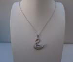  925 STERLING SILVER SWAN LADIES NECKLACE  PENDANT 3 CT LAB CREATED DIAMONDS