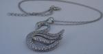  925 STERLING SILVER SWAN LADIES NECKLACE  PENDANT 3 CT LAB CREATED DIAMONDS