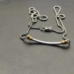 NewDAVlD/YurmanSterling/Silver+Gold/Crossover Bar Pendant Necklace with Diamonds