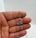 Cross necklace pendant with simulated lab diamonds 925 sterling silver