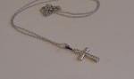CROSS NECKLACE PENDANT W/ .45 CT  LAB CREATED DIAMONDS 925 STERLING SILVER 