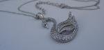  925 STERLING SILVER SWAN LADIES NECKLACE  PENDANT 3 CT LAB CREATED DIAMONDS