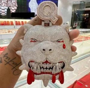 4.60Ct Round Cut Moissanite Men's Customized Cartoon Pendant 925 Sterling Silver