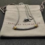 NewDAVlD/YurmanSterling/Silver+Gold/Crossover Bar Pendant Necklace with Diamonds