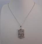  925 STERLING SILVER NECKLACE PENDANT W/ 2 CT LAB CREATED DIAMONDS/18'' LONG 