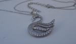  925 STERLING SILVER SWAN LADIES NECKLACE  PENDANT 3 CT LAB CREATED DIAMONDS