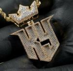 4.5 Ct Simulated Diamond Men's Custom Initial Letter Pendant 925 Silver