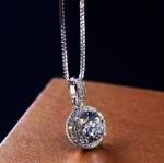 2.25Ct Round Cut VVS1/D Diamond Halo Pendant Free Chain 14k White Gold Finish