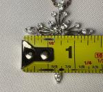 Sterling Silver Large Cross Pendant Diamond Rhinestones Sterling Chain Necklace