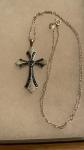 JTV Sterling Silver Blue Diamond Cross Pendant Necklace 