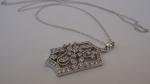  925 STERLING SILVER NECKLACE PENDANT W/ 2 CT LAB CREATED DIAMONDS/18'' LONG 