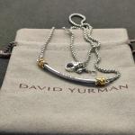 NewDAVlD/YurmanSterling/Silver+Gold/Crossover Bar Pendant Necklace with Diamonds