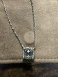 David Yurman Sterling Silver Aquamarine Chatelaine Diamond Pendant Necklace