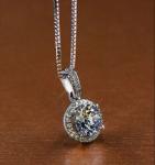 2.25Ct Round Cut VVS1/D Diamond Halo Pendant Free Chain 14k White Gold Finish