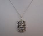  925 STERLING SILVER NECKLACE PENDANT W/ 2 CT LAB CREATED DIAMONDS/18'' LONG 