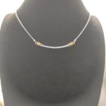 NewDAVlD/YurmanSterling/Silver+Gold/Crossover Bar Pendant Necklace with Diamonds