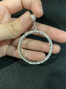 STERLING SILVER 925 BEZEL Rope & Diamond Cut Pendant Does Not Include CENTENARIO