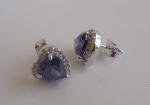  925 STERLING SILVER NECKLACE PENDANT & EARRING LAB CREATED  DIAMOND/TANZANITE
