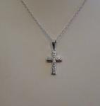 CROSS NECKLACE PENDANT W/ .45 CT  LAB CREATED DIAMONDS 925 STERLING SILVER 