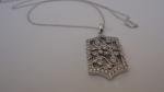  925 STERLING SILVER NECKLACE PENDANT W/ 2 CT LAB CREATED DIAMONDS/18'' LONG 