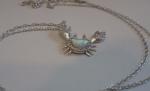  925 STERLING SILVER CRAB NECKLACE PENDANT W/ .75ct  OPAL / LAB DIAMONDS/18''