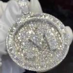 3.30Ct Baguette Cut Moissanite Customize Letter Pendant 925 Sterling Silver