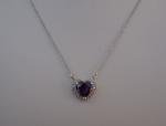 STERLING SILVER HEART NECKLACE  PENDANT 3.50 CT LAB CREATED TANZANITE & DIAMOND