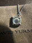 David Yurman Sterling Silver Aquamarine Chatelaine Diamond Pendant Necklace